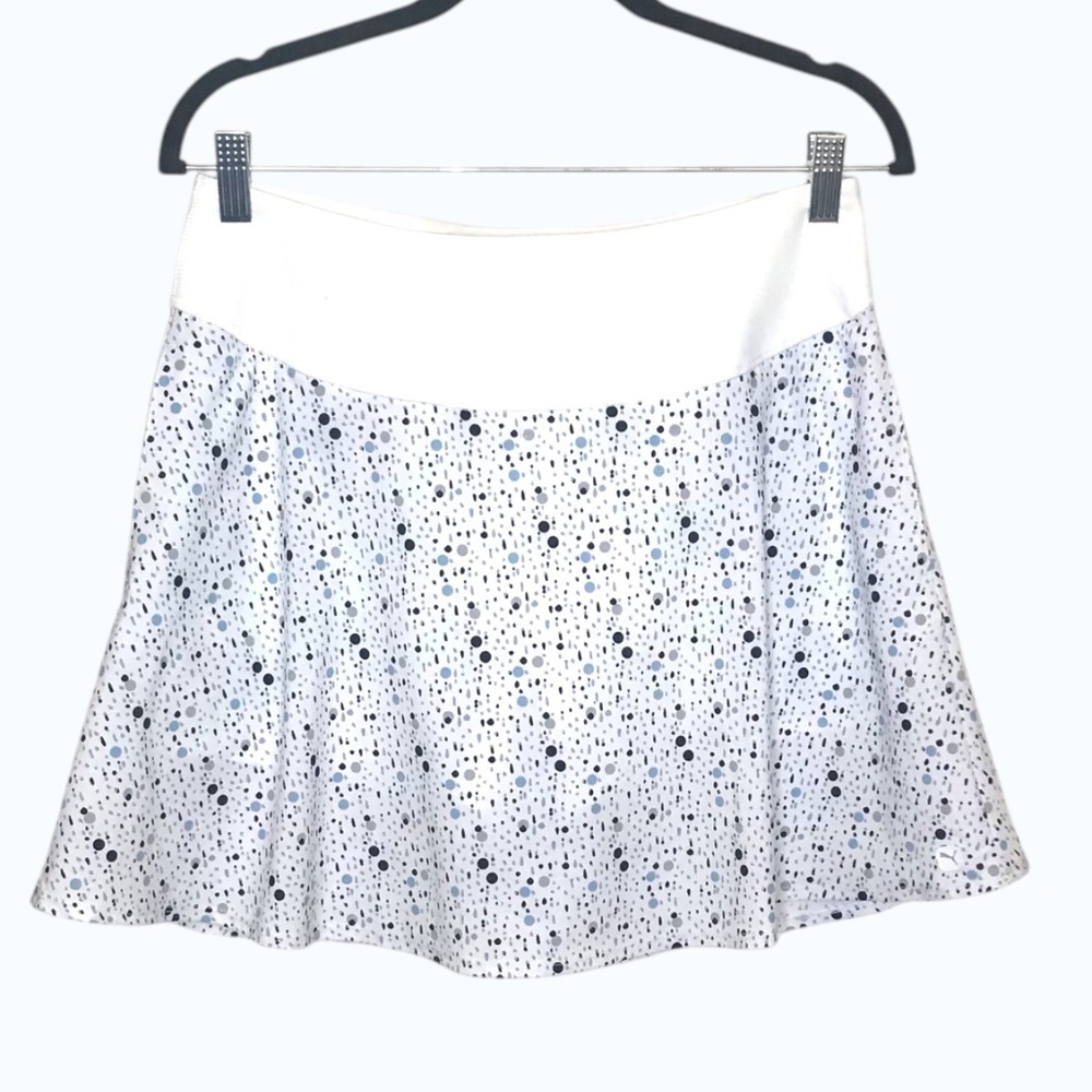Puma Women’s Athletic Skort White Speckled Print Built-In Shorts Size M